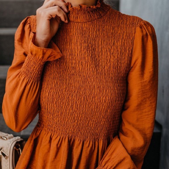 Day Dreamin Copper Bell Sleeve Blouse Top - Picture 3 of 4